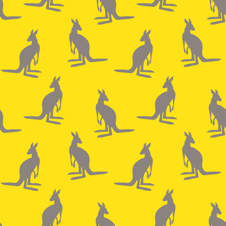 Seamless pattern with Kangaroo silhouette on color background. Vector illustration for card design, poster, fabric, textile. Pray for Australia and animalsのイラスト素材