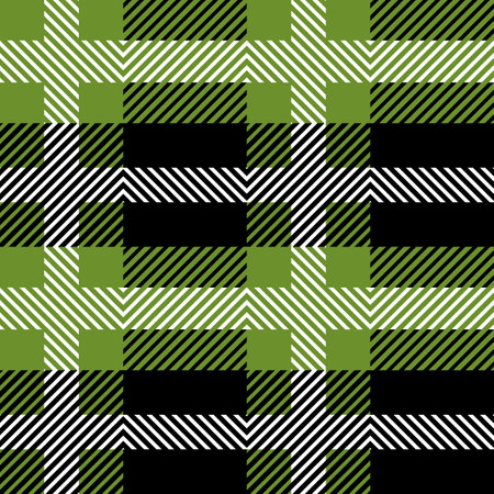 Green and black Scotland textile seamless pattern. Fabric texture check tartan plaid.Abstract geometric background for cloth, card, fabric. Monochrome graphic repeating design. Modern squared ornamentのイラスト素材