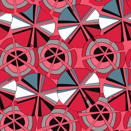 Seamless pattern with geometric aboriginal ornament. Ethnic tribal rounded color background. Afican, australian motiph. Dots painting. Vector illustration, template design for cloth, card, fabricのイラスト素材