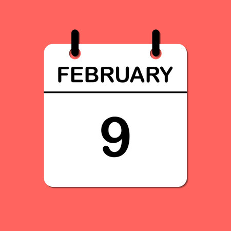February 9. Daily Calendar icon for design. Simple design for business brochure, flyer, print media, advertisement. Easily editableのイラスト素材