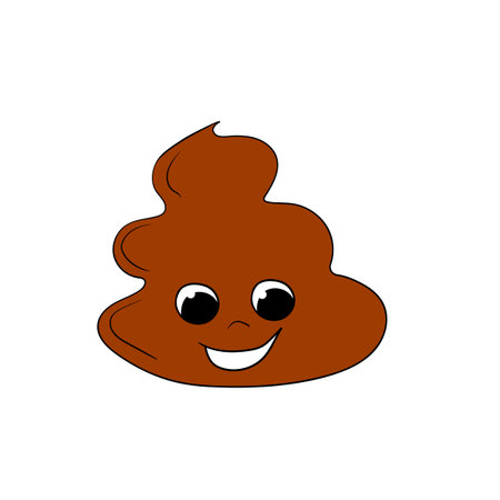 Cartoon poo, template icon. Kawaii poop isolated on white background. Shit pattern, evil turd. Vector illustration for invitation, poster, card, fabric, textile. Doodle styleのイラスト素材