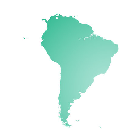 Map of South America, sign silhouette. World Map Globe. Vector Illustration isolated on transparent background. Latin American continentのイラスト素材