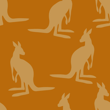 Seamless pattern with Kangaroo silhouette on color background. Vector illustration for card design, poster, fabric, textile. Pray for Australia and animalsのイラスト素材