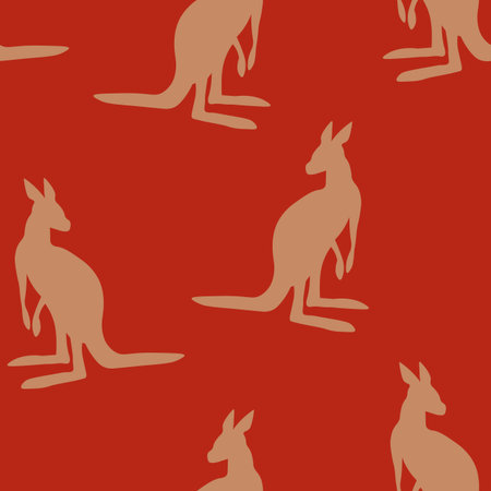 Seamless pattern with Kangaroo silhouette on color background. Vector illustration for card design, poster, fabric, textile. Pray for Australia and animalsのイラスト素材