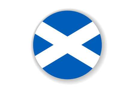 Flag of Scotland. Scottish national symbol in official colors. Template icon. Abstract vector background. Round glass light ball, 3D big bubble, sphereのイラスト素材