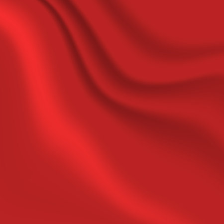 Silk red background. Abstract vector pattern with copy space. Liquid wave texture, smooth drapery wallpaper. Wedding fabric, satin. Wavy design for banner, card, postcard, backdropのイラスト素材