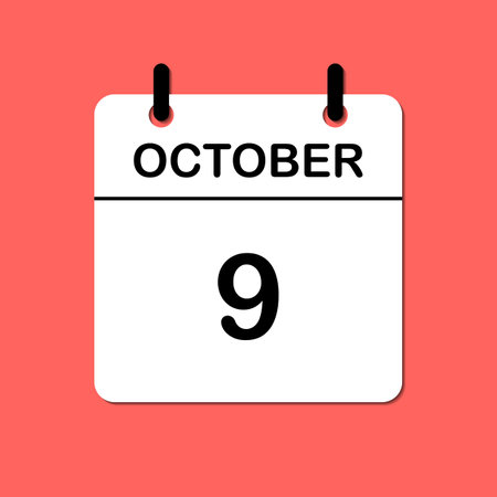 October 9. Daily Calendar icon for design. Simple design for business brochure, flyer, print media, advertisement. Easily editableのイラスト素材
