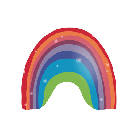 Rainbow icon on a transparent background. Detailed isolated symbol. Cute vector illustration. Scandinavian doodle styleのイラスト素材