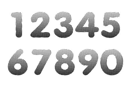 Set of pop art black numbers. Vector illustration. Template elements for greeting card, web design. Mathematics educational children gameのイラスト素材