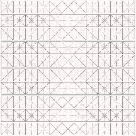 Workbook for writing hieroglyphs. Lined paper for printing. Geometric pattern for school. Lined paper. Simulator for writing Chinese characters. Page of calligraphy exercises. Graph paperのイラスト素材