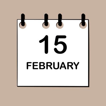 February 15. Daily Calendar icon for design. Simple design for business brochure, flyer, print media, advertisement. Easily editableのイラスト素材