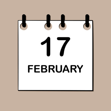 February 17. Daily Calendar icon for design. Simple design for business brochure, flyer, print media, advertisement. Easily editableのイラスト素材
