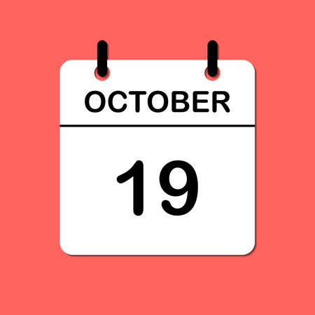 October 19. Daily Calendar icon for design. Simple design for business brochure, flyer, print media, advertisement. Easily editableのイラスト素材