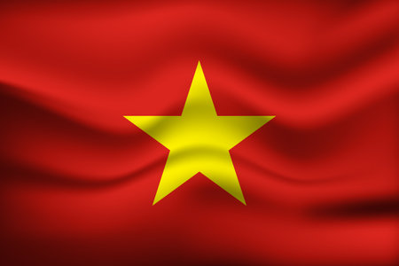 Flag of Vietnam. Vietnamese national symbol in official colors. Template icon. Abstract vector backgroundのイラスト素材