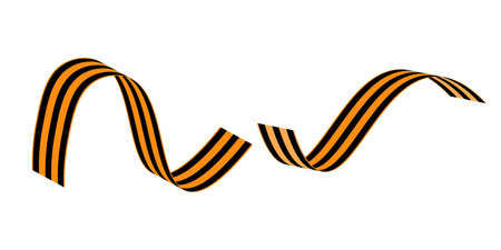 Set of St. George ribbon flat isolated on white background. Ribbon banner vector illustration. Symbol of great patriotic warのイラスト素材