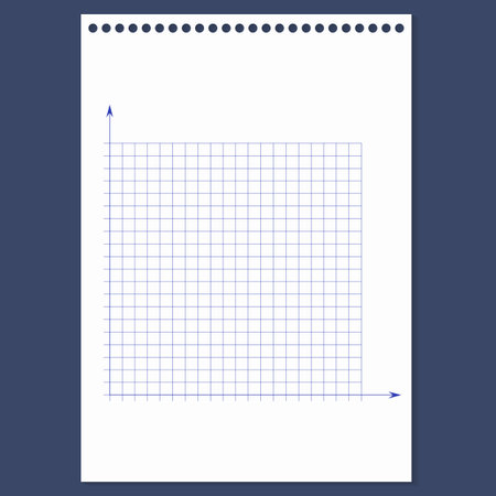 Grid paper. Mathematical graph. Cartesian coordinate system with x-axis, y-axis. Squared background with color lines. Geometric pattern for school, education. Lined blank on transparent backgroundのイラスト素材