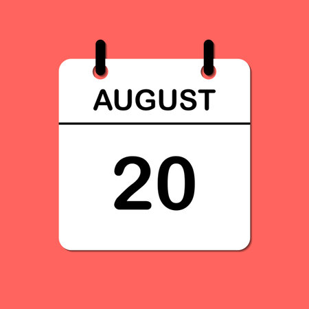 August 20. Daily Calendar icon for design. Simple design for business brochure, flyer, print media, advertisement. Easily editableのイラスト素材