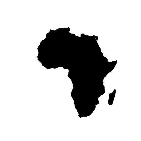 Map of Africa, sign silhouette. World Map Globe. Vector Illustration isolated on white background. African continentのイラスト素材