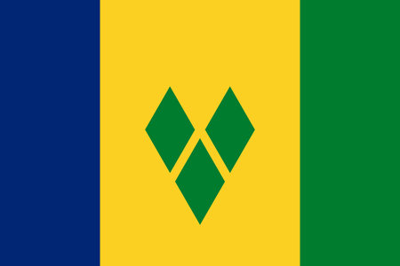 Flag of Saint Vincent and the Grenadines. National symbol in official colors. Template icon. Vector backgroundのイラスト素材