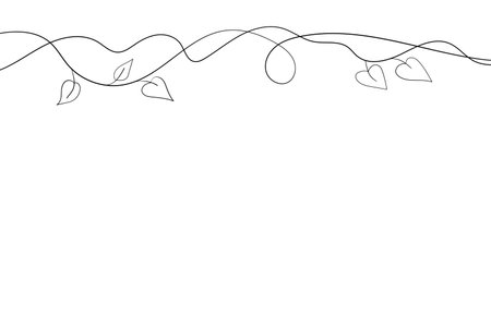 Floral silhouette art line. Flowers in continuous line drawing style. Border with tropical flower. Minimalist black linear sketch. Trendy vector illustration isolated. Contour frame for designのイラスト素材