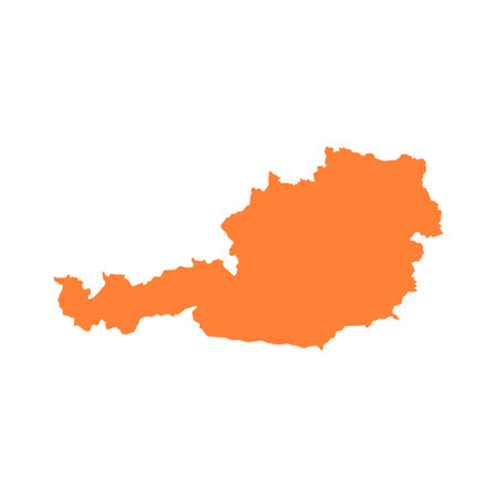 Map of Austria, sign silhouette. World Map Globe. Vector Illustration isolated on white background. Europe continentのイラスト素材