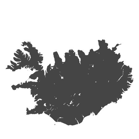 Map of Iceland, sign silhouette. World Map Globe. Vector Illustration isolated on transparent background. Europe continentのイラスト素材