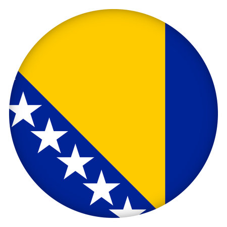 Glass light ball with flag of Bosnia and Herzegovina. Round sphere, template icon. Bosnian national symbol. Glossy realistic ball, 3D abstract vector illustration. Big bubbleのイラスト素材