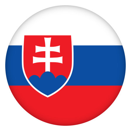 Glass light ball with flag of Slovakia. Round sphere, template icon. Slovak national symbol. Glossy realistic ball, 3D abstract vector illustration. Big bubbleのイラスト素材