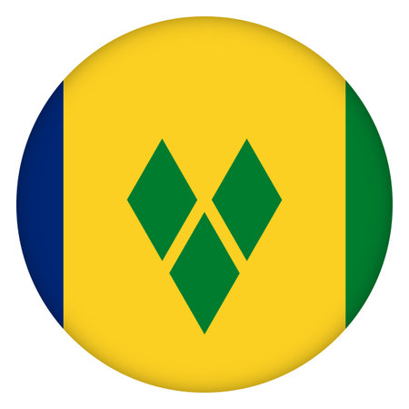 Glass light ball with flag of Flag of Saint Vincent and the Grenadines. Round sphere, template icon. Caribs islands national symbol. Glossy realistic ball, 3D abstract vector illustration. Big bubbleのイラスト素材