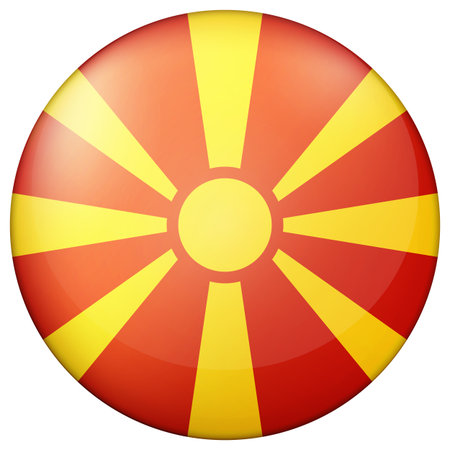 Glass light ball with flag of Macedonia. Round sphere, template icon. Macedonian national symbol. Glossy realistic ball, 3D abstract vector illustration. Big bubbleのイラスト素材