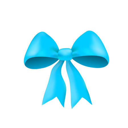 Blue gift bow, flat ribbons isolated on white background. Ribbon banner vector illustration. Holiday laceのイラスト素材