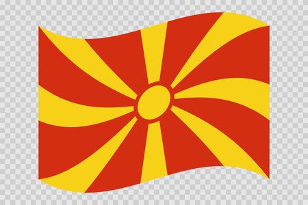 Flag of Macedonia. Macedonian national symbol in official colors. Template icon. Vector backgroundのイラスト素材
