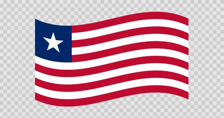 Flag of Liberia. Liberian national symbol in official colors. Template icon. Vector backgroundのイラスト素材