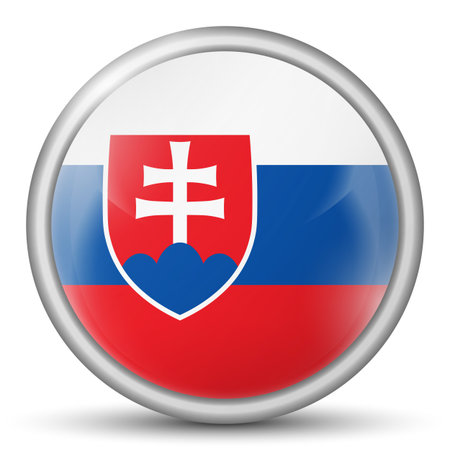 Glass light ball with flag of Slovakia. Round sphere, template icon. Slovak national symbol. Glossy realistic ball, 3D abstract vector illustration. Big bubbleのイラスト素材