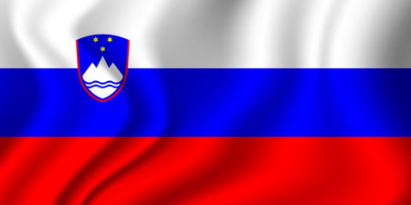 Flag of Slovenia. Slovenian national symbol in official colors. Template icon. Vector backgroundのイラスト素材