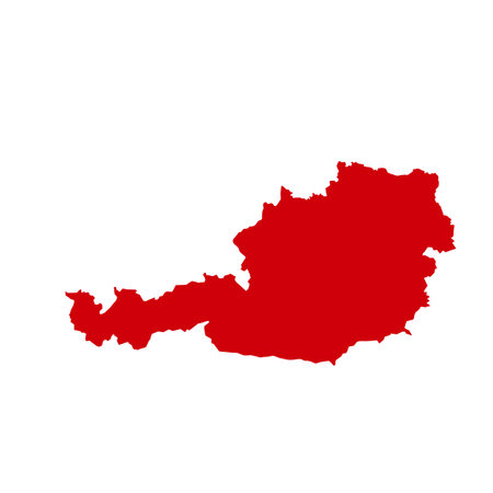 Map of Austria, sign silhouette. World Map Globe. Vector Illustration isolated on white background. Europe continentのイラスト素材