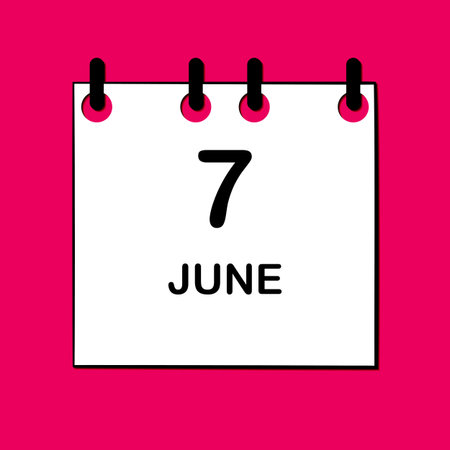 June 7. Daily Calendar icon for design. Simple design for business brochure, flyer, print media, advertisement. Easily editableのイラスト素材