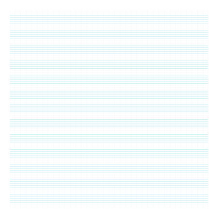 Graph paper. Printable grid paper with stave on a white background. A blank music sheet paper with staff. Geometric pattern for composition, education, school. Realistic lined paper blank size A4のイラスト素材