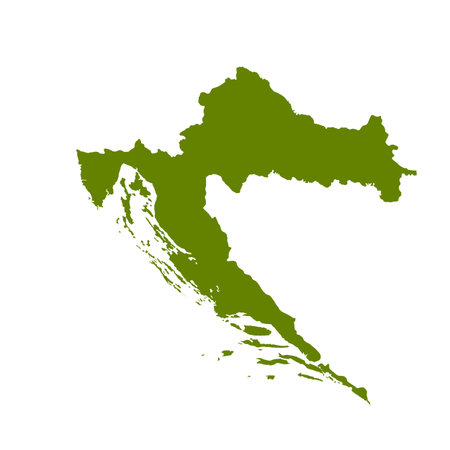 Map of Croatia, sign silhouette. World Map Globe. Vector Illustration isolated on white background. Europe continentのイラスト素材