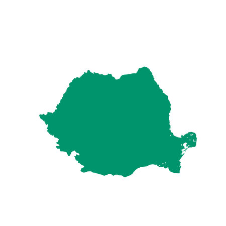 Map of Romania, sign silhouette. World Map Globe. Vector Illustration isolated on white background. Europe continentのイラスト素材