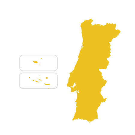 Map of Portugal, sign silhouette. World Map Globe. Vector Illustration isolated on transparent background. Europe continentのイラスト素材