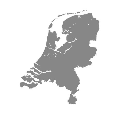 Map of Netherlands, sign silhouette. World Map Globe. Vector Illustration isolated on transparent background. Europe continentのイラスト素材