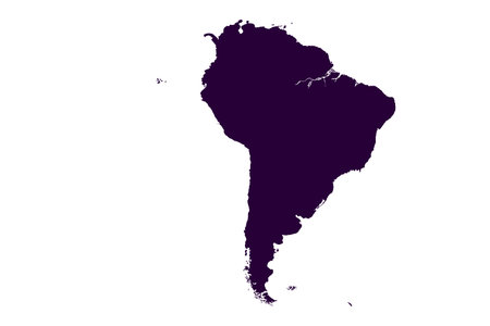 Map of South America, sign silhouette. World Map Globe. Vector Illustration isolated on transparent background. Latin American continentのイラスト素材