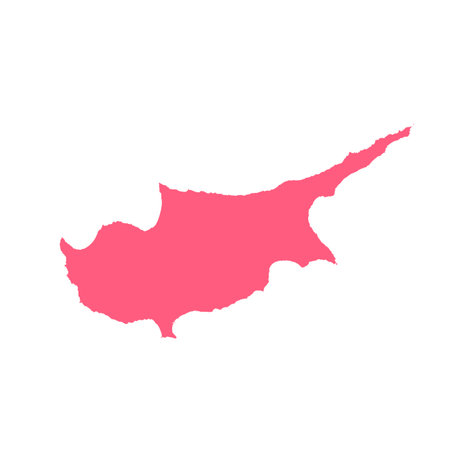Map of Cyprus, sign silhouette. World Map Globe. Vector Illustration isolated on white background. Europe continentのイラスト素材