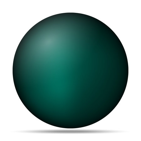 Glass green ball or precious pearl. Glossy realistic ball, 3D abstract vector illustration highlighted on a white background. Big metal bubble with shadowのイラスト素材