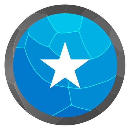 Glass light ball with flag of Somalia. Round sphere, template icon. Somali national symbol. Glossy realistic ball, 3D abstract vector illustration highlighted on a white background. Big bubbleのイラスト素材