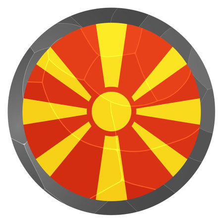 Glass light ball with flag of Macedonia. Round sphere, template icon. Macedonian national symbol. Glossy realistic ball, 3D abstract vector illustration. Big bubbleのイラスト素材