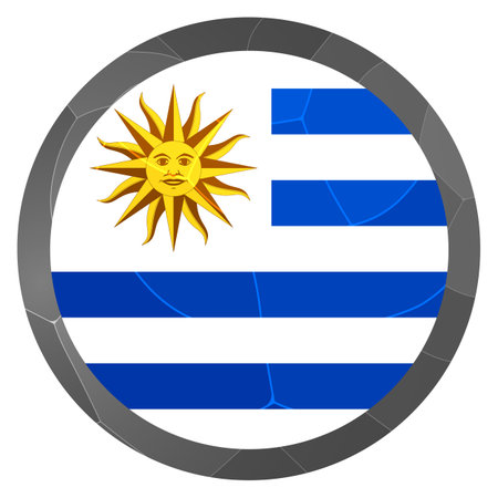 Glass light ball with flag of Uruguay. Round sphere, template icon. Uruguayan islands national symbol. Glossy realistic ball, 3D abstract vector illustration. Big bubbleのイラスト素材