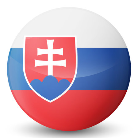 Glass light ball with flag of Slovakia. Round sphere, template icon. Slovak national symbol. Glossy realistic ball, 3D abstract vector illustration. Big bubbleのイラスト素材