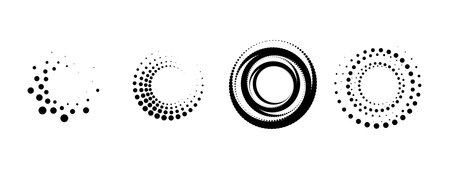 Set of pop art circles. Shapes dots pattern in pop art style. Abstract modern stylish texture. Vector illustration geometric pattern. Round design elements for your contentのイラスト素材